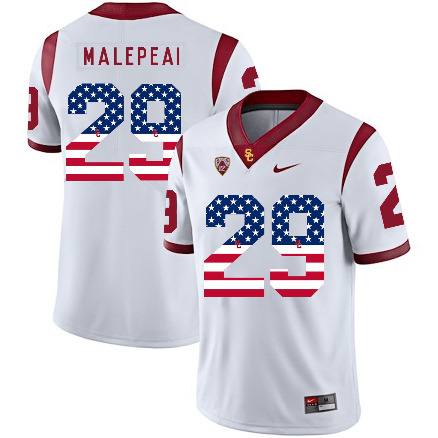 Men USC Trojans 29 Malepeal White Flag Customized NCAA Jerseys